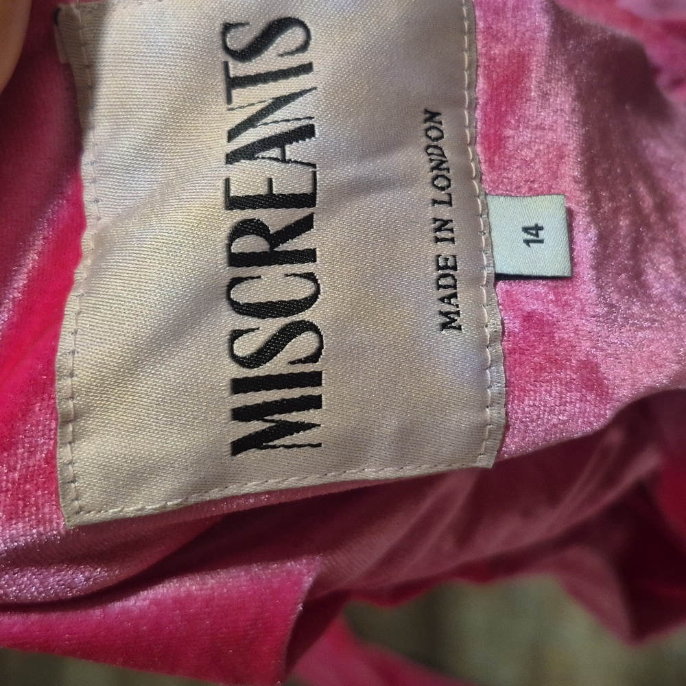 Miscreants Dress Ruched Velvet One Shoulder with Gloves Pink Size 10 NWOT - Picture 6 of 7